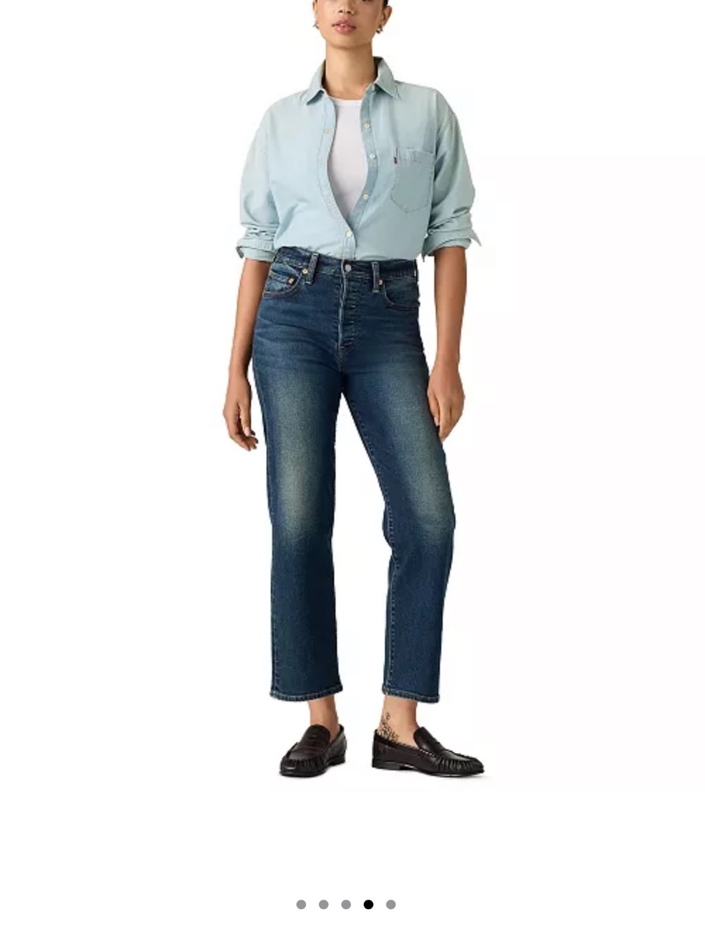 Levi's Women's Ribcage High-Rise Straight Ankle Jeans in Dark Blue